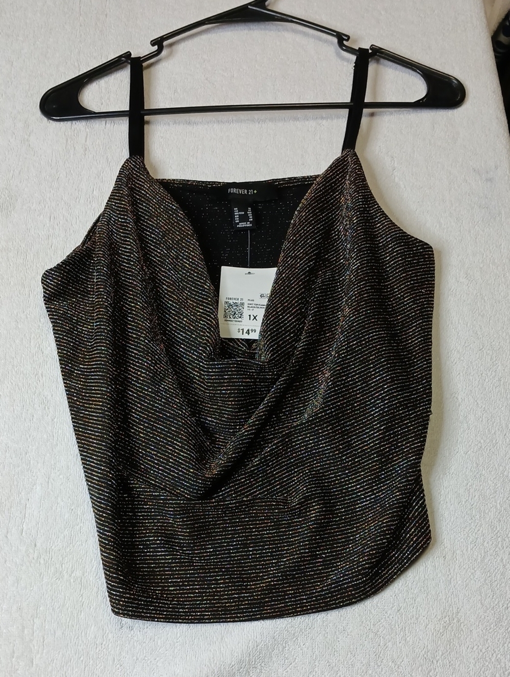 Forever 21 Black Metallic Cowl Neck Camisole
